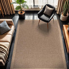 CAMILSON Easy Jute Rug 6x9, Indoor Outdoor Natural Color Fiber Area Rugs for Living Room Patio and Kitchen Rug, Sisal Boho Woven Design, Easy-Cleaning, Washable Outside Carpet Alfombras para(6 x 9)