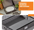 storageLAB Hard Shell Platter Storage Container | Felt Dividers | Gray | Hard shell platter case holds 4 large serving platters with felt dividers. Dual zippers, stackable, dust-free.
