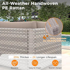 12-Seat Modular Patio Furniture Set – Outdoor Wicker Sectional Sofa with Thick 4″ Cushions, Dual-Strand PE Rattan, Rust-Resistant 18 mm Steel Frame, Backyard Garden Deck Lounge,Beige
