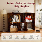 Book Shelf, Wooden Cube Storage Organizer with 11" Open Cubes, Stackable Bookcase for Room Divider Storage, 2 Tier Bookshelf for Living Room, Bedroom, Office (Indonesian Antique Oak, 5-Cube)
