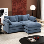 Ihanherry 111.4" L Shaped Modern Sofa Modular Sectional Cloud Couch with Ottoman, 4-Seat Chenille Deep Seat Sofa with Pillow for Living Room, Bedroom and Apartment, Beige