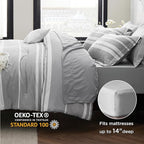 Bedsure Extra Long Twin XL Comforter Set, Grey Twin XL Bedding Set, All Season Dorm Room Essentials with 1 Pillow Sham, Flat Sheet, Fitted Sheet and 1 Pillowcase