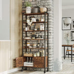 IRONCK Bookshelf and Bookcase with 2 Doors and 5 Shelves, 27.6" W Standing Storage Cabinet for Living Room, Home Office, Bedroom, Washroom, Vintage Brown