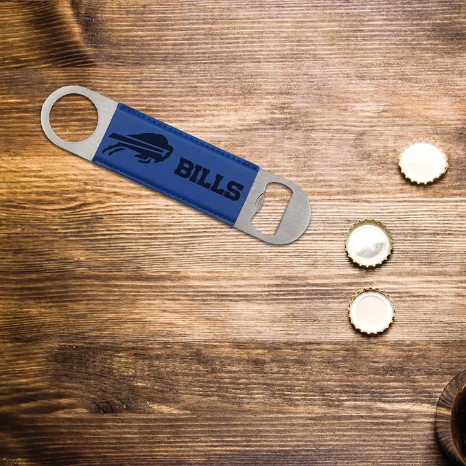 Rico Industries NFL Laser Engraved Bar Blade Faux Leather Laser Engraved Bar Blade - Great Beverage Accessory for Game Day