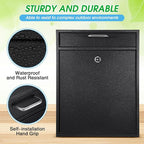 Yaocom Locking Mailbox with Key for Outdoor 18 x 15 x 7 Inches Large Wall Mount Mail Box with Lock Security Mail Drop Metal Collection Boxes Hanging Secure Postbox(Black)