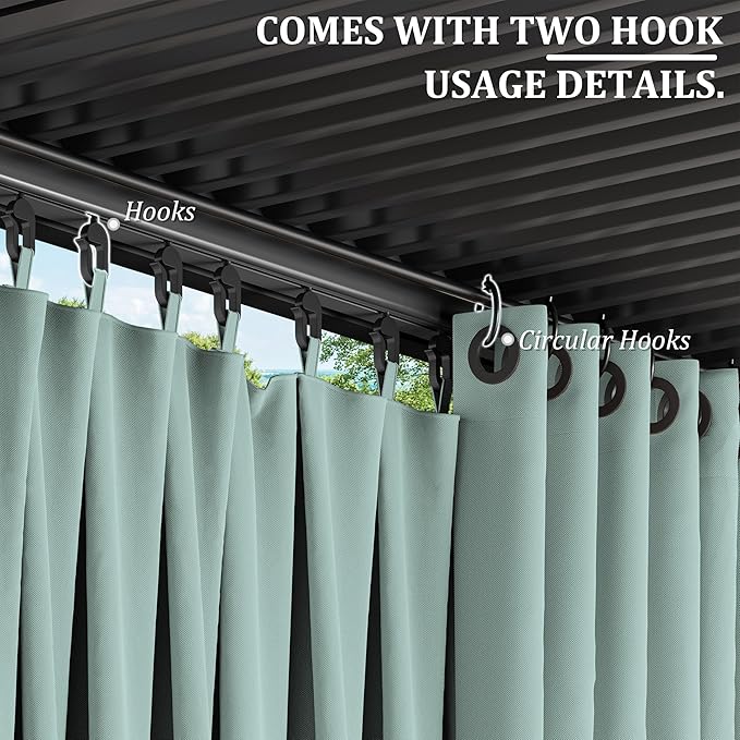 Gazebo Universal Replacement Privacy Curtain,12'×20' Gazebo Outdoor Waterproof Curtains, 4-Panels Sidewall Curtains with Double Zipper for Patio Canopy, Garden and Backyard (Curtain Only)