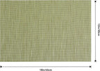 Leetaltree Pea Green Placemats Set of 12 - Heat Resistant Non-Slip Place mats for Dining Table, Washable Durable PVC Vinyl Woven Table Mats（Pea Green, 12）