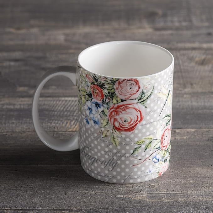 Maison d' Hermine Coffee Mug with Handles Tea Cups (12 Ounce, Pack of 1) | Fine Bone China Coffee Mugs for Hot Beverages Cappuccino Latte Home Restaurant Hotel Spring Summer -Champ De Mars - Dotty