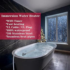 2000W Immersion Water Heater for Hot Tub & Pool – Portable Electric Submersible Heater with Temp Control, Auto Shut-Off, and WiFi Timer for Above Ground Pool, Swimming pool, Bathtub, and Spa