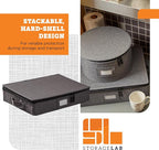 storageLAB Hard Shell Platter Storage Container | Felt Dividers | Gray | Hard shell platter case holds 4 large serving platters with felt dividers. Dual zippers, stackable, dust-free.