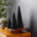 Your Heart's Content Black Velvet Trees Set of 3, Handcrafted Mantel Decor, Valentine Tree Tablescape, Holiday Table Centerpiece, Minimalist Shelf Sitter, Elegant Gift for (Black)