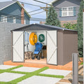 Favfurish Outdoor Storage Shed 10 x 10 FT,Heavy Duty Tool Sheds Metal Storage Garden Shed with Sloped Roof and Lockable Doors,Large Metal Storage Sheds for Backyard Patio Lawn, Brow