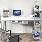 SHW 46-Inch Mission Desk with Side Shelf, 24" Deep, White