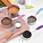 RUNZI 10 Pcs Measuring Cups and Spoons Set,Stackable Metal Measure Cup for Measuring Dry and Liquid Ingredients，Used Kitchen Dry Food, Cooking Baking Measurements,Silvery