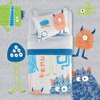 SLEEP ZONE Kids Bedding Comforter Set Full/Queen Size - Super Cute & Soft Kids Bedding 7 Pieces Set with Comforter, Sheet, Pillowcase & Sham (Monster)