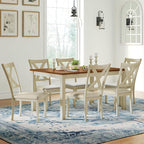 AMERLIFE 7-Piece Farmhouse Solid Wood Dining Table Set for 6, Rustic Cream | 60" Solid Wood Table, 6 Upholstered Chairs, Space-Saving Design, Rustic Dining Set, Dining Room and Kitchen Use