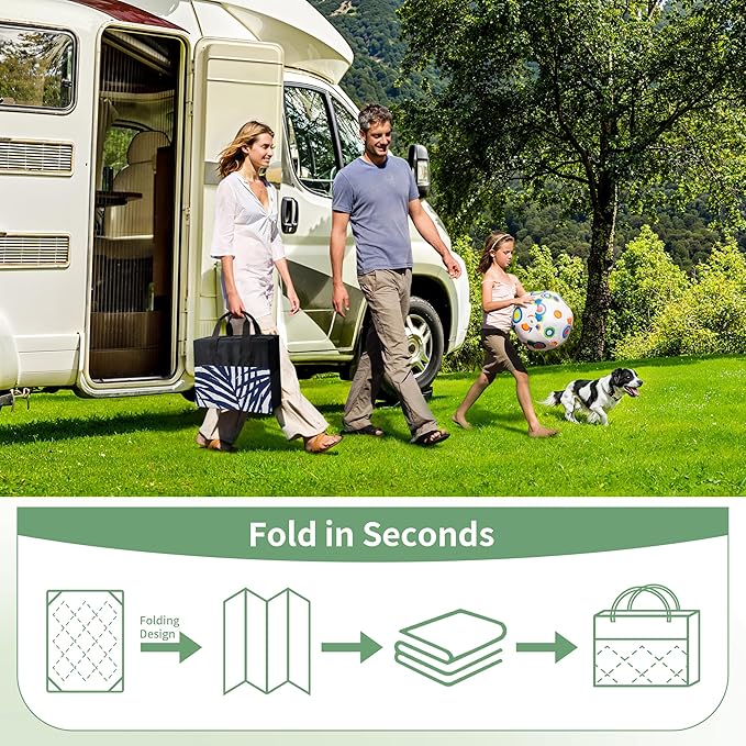 GENIMO Outdoor Rug 5' x 8' Waterproof for Patio Clearance, Reversible Plastic Straw Camping Carpet, Lightweight Mats for Rv, Backyard, Deck, Porch, Picnic, Beach, Balcony, Blue & White