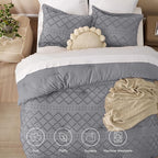 Bedsure Queen Comforter Set - Grey Comforter, Boho Tufted Shabby Chic Bedding Comforter Set, 3 Pieces Vintage Farmhouse Bed Set for All Seasons, Fluffy Soft Bedding Set with 2 Pillow Shams