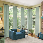 RAIN CITY Light Green Linen Blackout Curtains 102 Inch Long for Living Room,2 Panels Pinch Pleated Drape with Hooks Back Tab Boho Decor, Textured Full Black Out Curtains for Bedroom 50 x 102