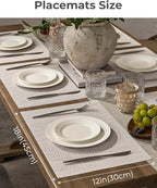 Leetaltree Pale Beige Placemats Set of 8 - Heat Resistant Non-Slip Place mats for Dining Table, Washable Durable PVC Vinyl Woven Table Mats（Pale Beige, 8）