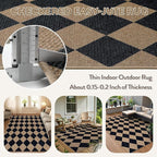 Lahome Checkered Easy Jute Outdoor Rug, 5x7 Area Rugs for Living Room Nature Large Dining Room Carpet, Farmhouse Outdoor Patio Non Slip Diamond Carpet for Home Office Bedroom Backyard Deck