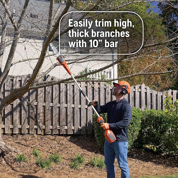 Husqvarna DP110 Pole Saw Attachment, 10-Inch FLXi Compatible Electric Pole Saw Attachment, Hook and Harness Included for Easy Storage and Additional Support
