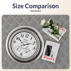 Andy Star 21 Inch Silver Illuminated Outdoor Wall Clock Waterproof with Thermometer and Hygrometer, Oversized Battery Operated Round Wall Clock, Big Silent Non Ticking Clock for Patio Pool Garden