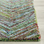 SAFAVIEH Nantucket Collection 8' x 10' Blue/Multi NAN141C Handmade Modern Abstract Chevron Cotton Area Rug