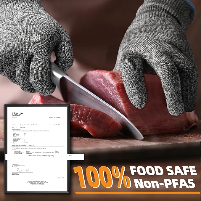 Schwer ANSI A6 Cut Resistant Gloves, Food Grade Cutting Gloves for Kitchen Food Prep, Mandoline Gloves for Meat Cutting, Oyster Shucking, Knife Proof, Wood Carving, CR1401,150Pairs, M