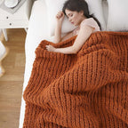 Battilo Chunky Knit Throw Blanket, Soft and Thick Chenille Throw Blanket, 50"x60" Handmade Cable Knit Crochet Blanket, Large Rope Knot Throw Blankets for Couch Sofa Bed Home Decor, Caramel