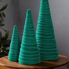 Your Heart's Content Green Velvet Trees Set of 3, Elegant Mantel, Valentine Tree Tablescape, Office Bookshelf, Artisan Cozy Gift for, Wedding Centerpiece (Green)