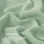 LAMIT Fresh Green Linen Sheer Curtains 45 inch for Kitchen, Soft Thick Light Filtering Boho Decor Neutral Drapes with Bronze Grommet for Basement/Window, 2 Panels, 34 x 45 Inch