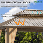 10'x12' Hardtop Gazebo Outdoor Aluminum Patio Gazebo Double Roof Galvanized Steel Canopy with Netting and Curtains for Garden, Backyard,Deck and Lawns