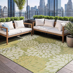 Beverly Rug Outdoor Rug 8x10 Modern Exotic Tropical Leaf Area Rugs for Indoor and Outdoor Patio Deck Porch Garden Water Resistant Washable Outside Carpet (8 x 10 Green)