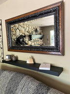 joelsantiques - 54 Inch Wooden Floating Shelves for Wall - 54x8x2 in - Made of Natural Wood - Long Heavy Duty Rustic Wall Shelves for Bedroom - Perfect for Living Room, Kitchen - Black