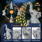 GIGALUMI Solar Garden Decor Upgraded Elephant Statues Outdoor, Birthday Gifts for Women Mom Grandma Senior Elder, Elephant Ornament for Balcony, Garden, Patio, Yard, Lawn (Twinkling Lights Only)