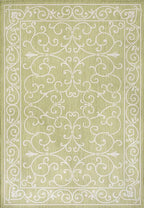 JONATHAN Y Vintage Filigree Indoor Outdoor Area Rug 9X12 Green/Cream, Charleston Textured Weave for Backyard, Patio, Porch, Easy-Cleaning, High Traffic, Pet-Friendly, Non-Shedding (SMB106H-9)