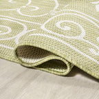 JONATHAN Y Vintage Filigree Indoor Outdoor Area Rug 9X12 Green/Cream, Charleston Textured Weave for Backyard, Patio, Porch, Easy-Cleaning, High Traffic, Pet-Friendly, Non-Shedding (SMB106H-9)
