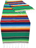 Genuine Mexican Table Runner Saltillo Serape Colorful Striped Sarape Made in Mexico Sold in Different Packs (1, Green)