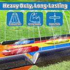 JAMBO Premium Triple Water Slide with 3 Bodyboards, 20Ft Heavy Duty Slip Splash and Slides-Advanced 3-Way Sprinkler System, Splash Pad Mat Backyard Summer Outdoor Water Toys n Long Slides for Kids