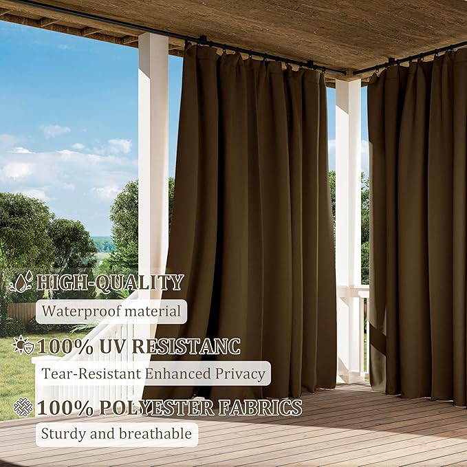 Gazebo Universal Replacement Privacy Curtain,12'×12' Gazebo Outdoor Waterproof Curtains, 4-Panels Sidewall Curtains with Double Zipper for Patio Canopy, Garden and Backyard (Curtain Only)