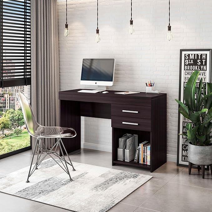 Techni Mobili Computer Home Office or Bedroom Storage & Drawers Ideal for Small Spaces Writing Desk, 47.6" W x 16.1" D x 30.3, Espresso