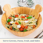 Totally Bamboo Salad Hands, Wood Salad Tongs Alternative for Serving | 2-piece bamboo salad claw servers. Wide scoop for tossing greens, pasta, and fruit. Bowl-grip knob catches on bowl rim.