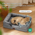 Bedsure Cat Beds for Indoor Cats - Washable Bolster Dog Sofa Beds for Extra Small Dogs, Supportive Foam Pet Couch Bed with Removable Washable Cover, Waterproof Lining and Nonskid Bottom, Grey