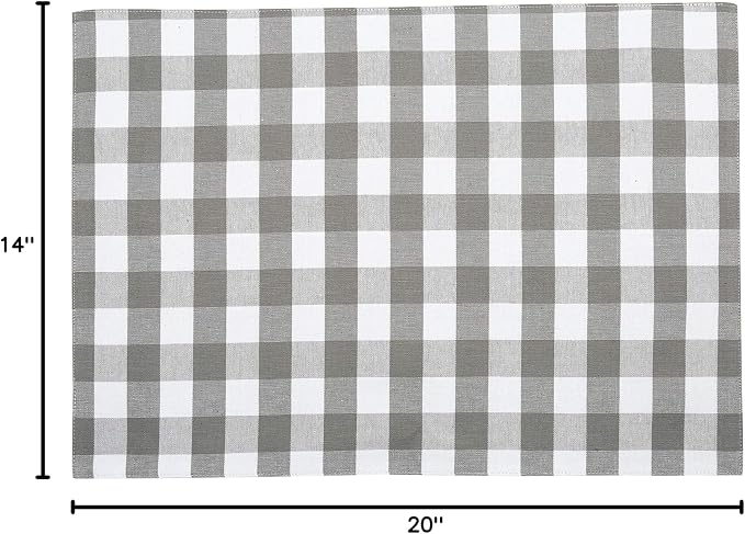 Urban Villa Two Tone Placemat Cotton Tablemat 14x20 (Set of 6) Grey/Wht