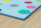 Flagship Carpets Schoolgirl Style Just Teach Rainbow Polka Dots Classroom Area Rug for Indoor Classroom Learning or Kid Bedroom Educational Play Mat, 7'6"x12', Blue