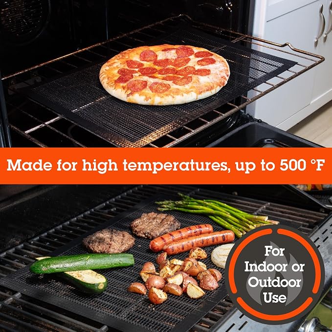 Camerons Grilling Mesh (13.25"x18") - Heavy Duty 100% Non-Stick Reusable Cooking Mesh Sheet - Use in Outdoor BBQ Grill & Indoor Oven - Heat Safe up to 500° F - Great for Holiday Dinner & XMas Gift