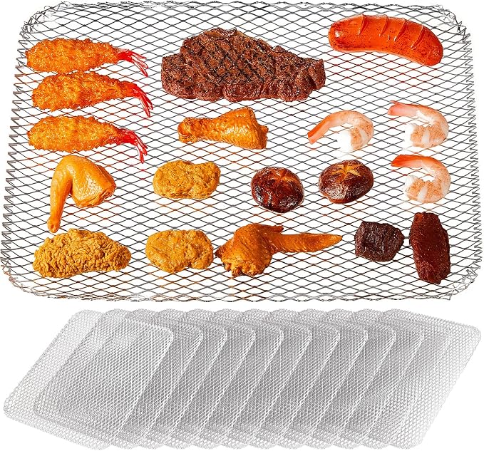 Mifoci 30 Pcs Disposable Grill Topper 16x12 Inch Mesh Mat Disposable Pans Sheets Non Stick Aluminum Grill Grates Liners for Outdoor Grills Cooking Grid Grates Pad for BBQ Camping Picnics Meat