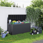 DRATO 100 Gallon Large Deck Box, Outdoor Storage Box for Patio Furniture, Patio Cushions, Gardening Tools, Pool Supplies,660lbs Weight Capacity,Waterproof Resin Storage Boxes