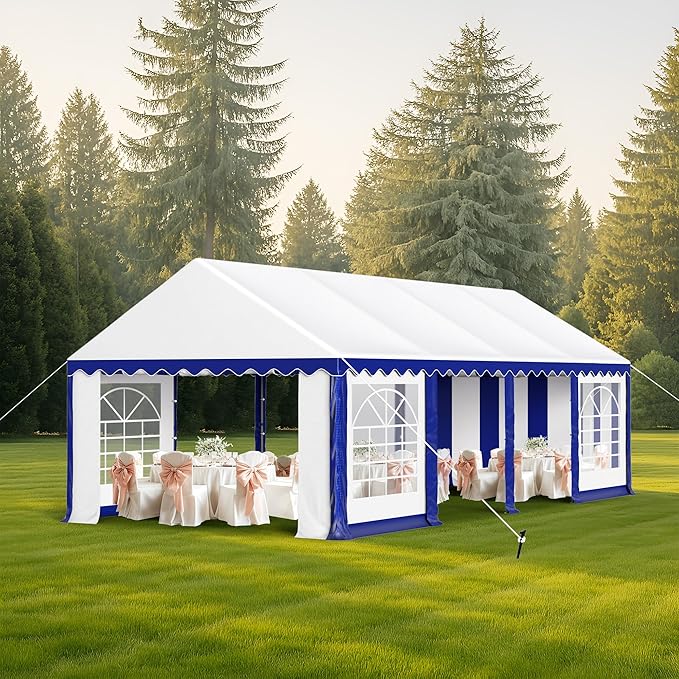 MFSTUDIO 13'x26' Party Tent, Outdoor Heavy Duty Party Tents with Removable Sidewalls, Large Canopy Tent Shelter for Outdoor Events Wedding Birthday, Blue